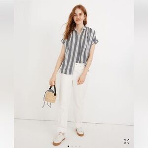 Madewell Central Drapey Shirt in Fairborn Stripe Size Small